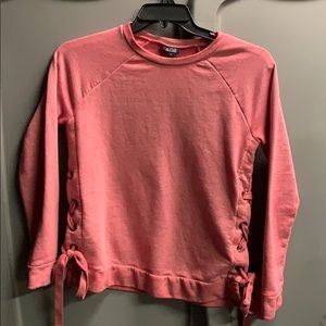 Pink Lace-Up Sides Sweatshirt Top
